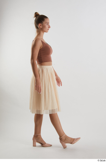 Babbie  1 beige midi skirt beige sandals brown crop…